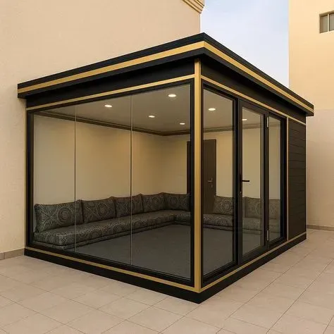 بناء مجلس خارجي زجاجي بالرياض مودرن بالحوش