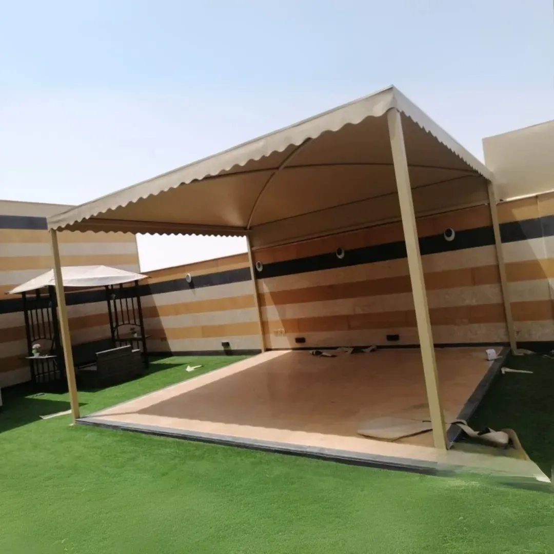 تركيب مظلات جلد PVC هرمية: الجودة والمتانة بأسلوب عصري