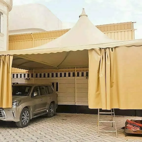 اصلاح مظلات كراج مقوسة بتثبيت آمن في الرياض 